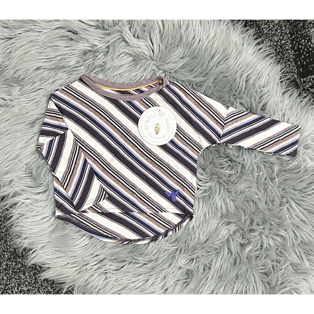 Burt’s Bees Baby Long Sleeve Purple Stripe Top‎ Size 0/3month